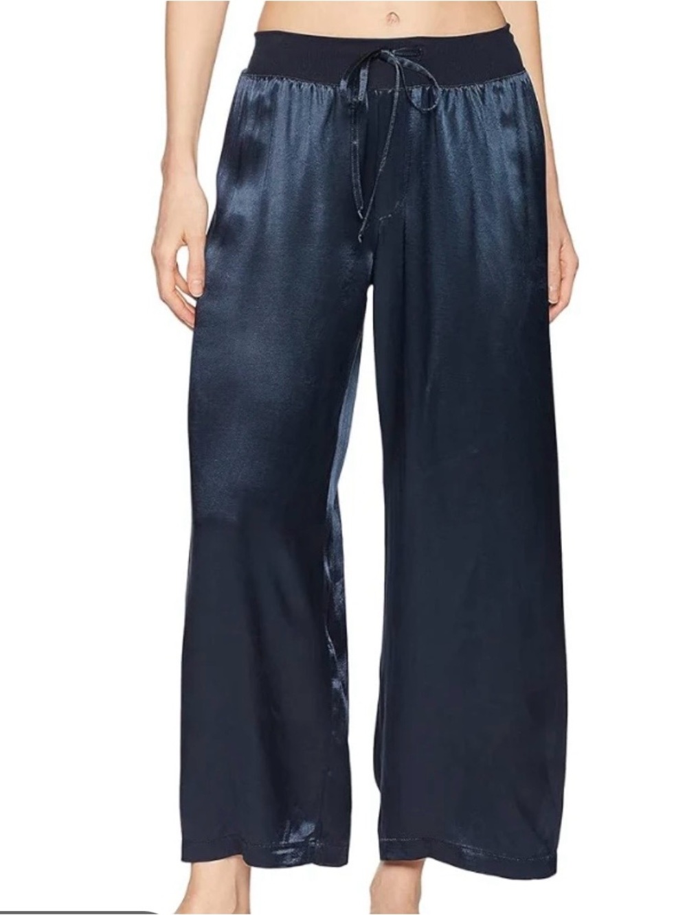 PJ Harlow Capri Jolie Satin Pant, Navy. XS